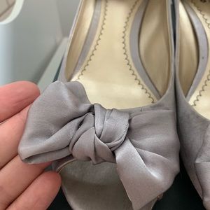 Nordstrom BP Signature silver satin wedges, 9.5